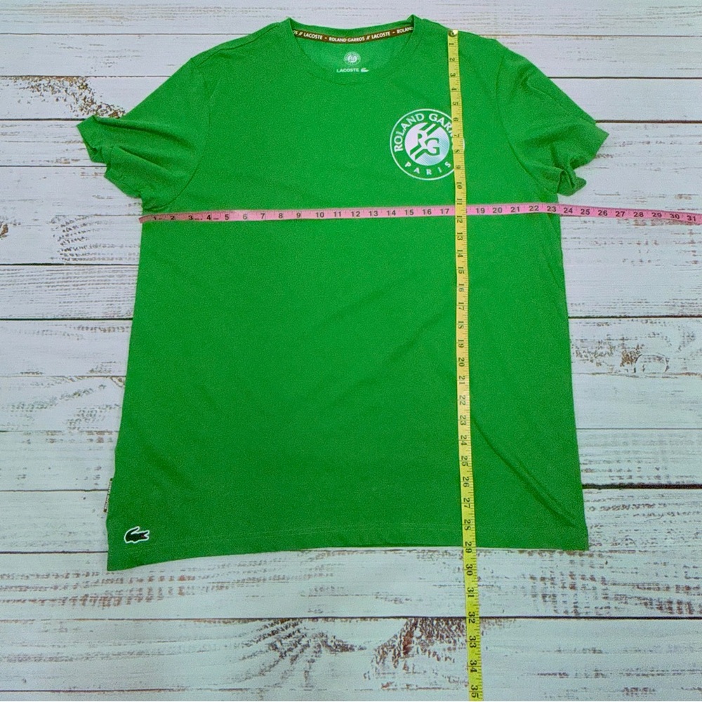 Roland Garros x Lacoste Size XXL Green Ultra Dry Crew Neck T- Shirt French Open - Picture 11 of 11